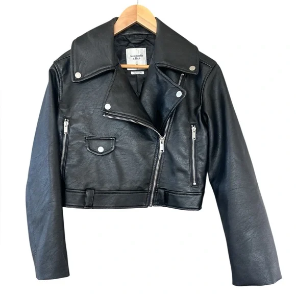 Abercrombie & Fitch Vegan Leather Black Moto Jacket - Picture 6 of 11